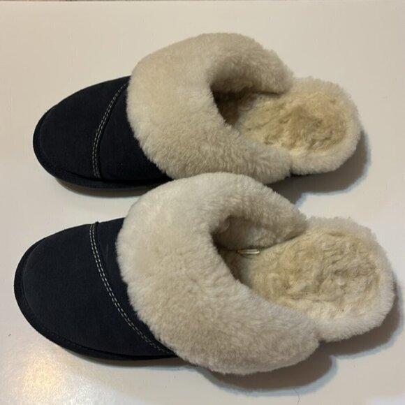 Nuknuuk “Joy” navy blue suede slip-on slippers  size 9 - Picture 3 of 9